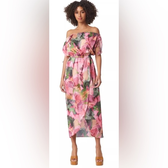 MISA Mara Floral Off The Shoulder Dress sz M